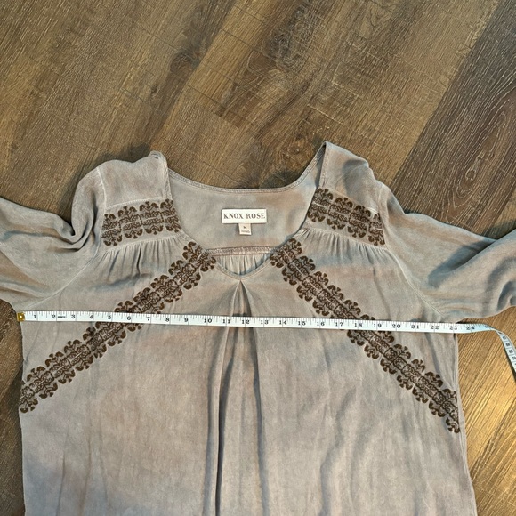Knox Rose Boho Women's Taupe Embroidered Blouse - Size Medium - Picture 8 of 10